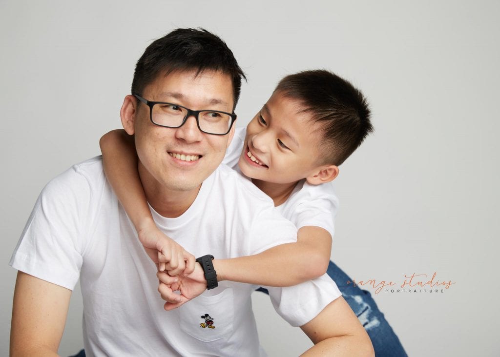 dad and son sweet family portraits in singapore studio