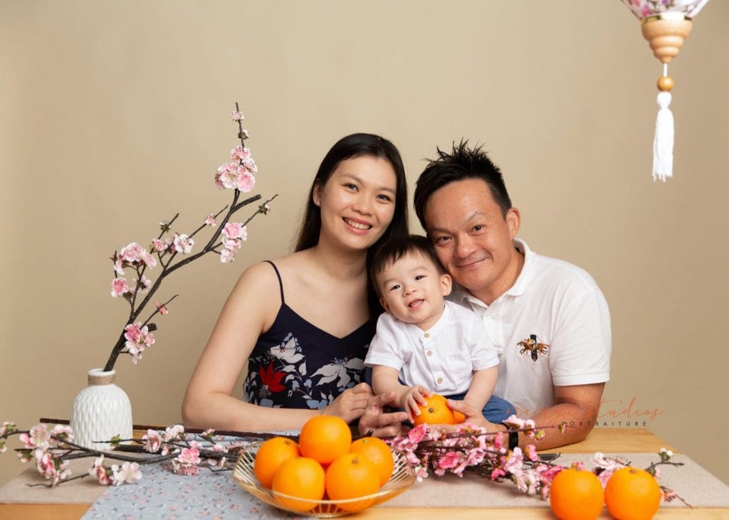 cny themed family portraits in singapore studio