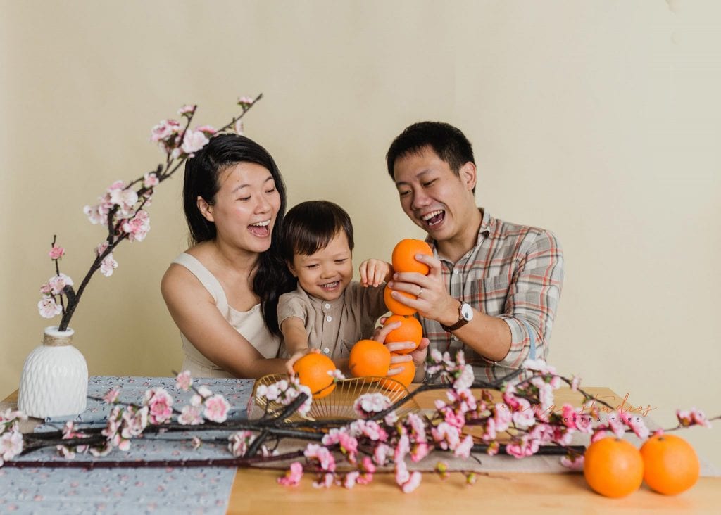 cny themed family portraits in singapore studio