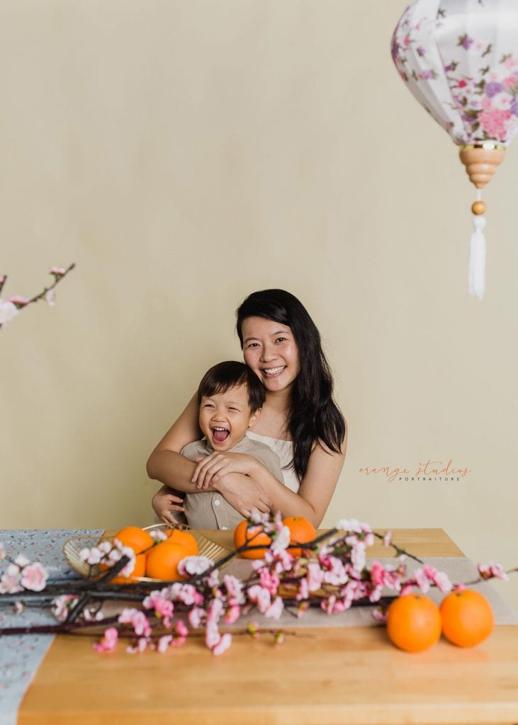 son and mum cny themed portraits in singapore studio