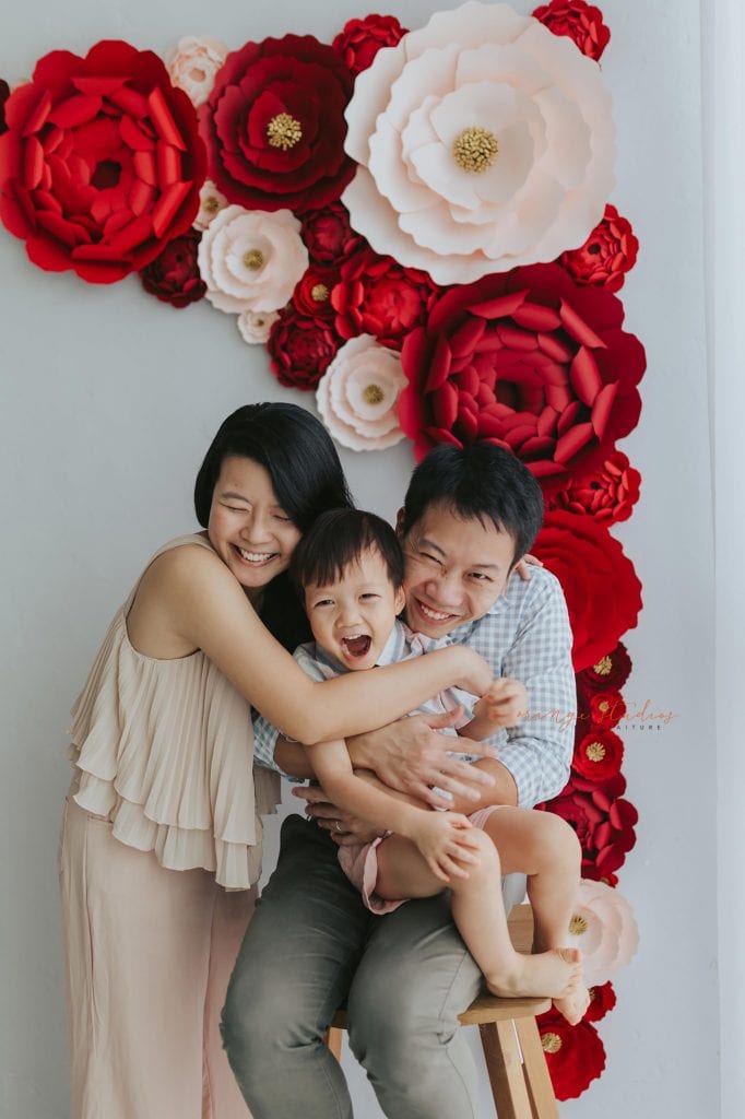 cny themed family portraits in singapore studio natural light