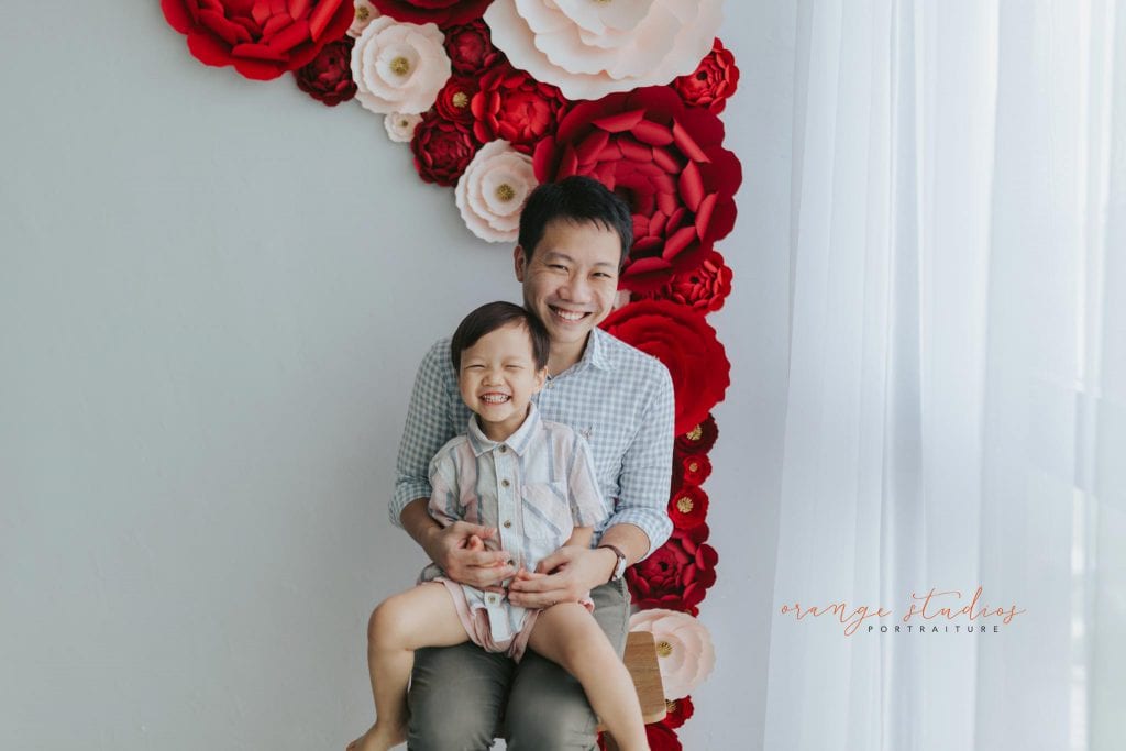 dad and son cny themed family portraits in singapore studio natural light
