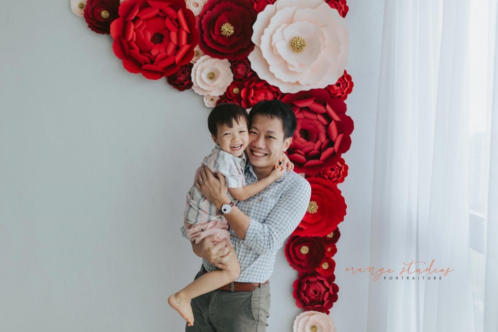 dad and son cny themed family portraits in singapore studio natural light