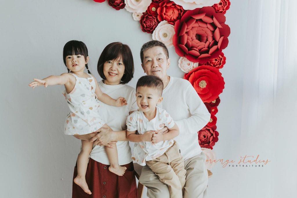 grandparents and grandchildren cny themed portraits in singapore studio natural light