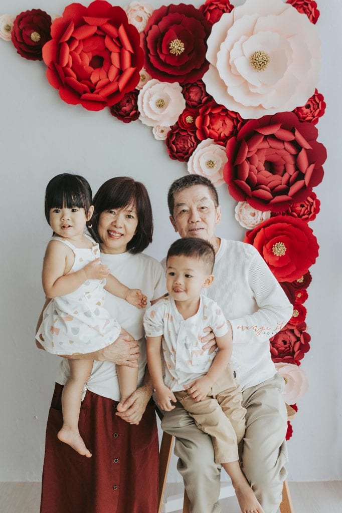 grandparents and grandchildren cny themed portraits in singapore studio natural light
