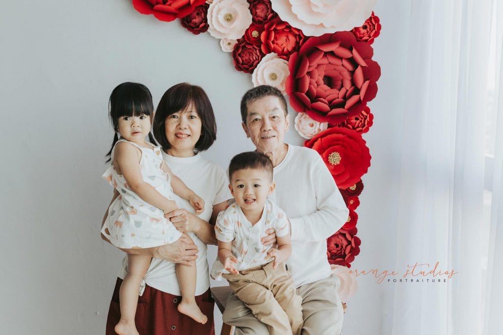 grandparents and grandchildren cny themed portraits in singapore studio natural light