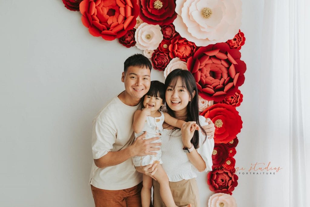 cny themed family portraits in singapore studio natural light