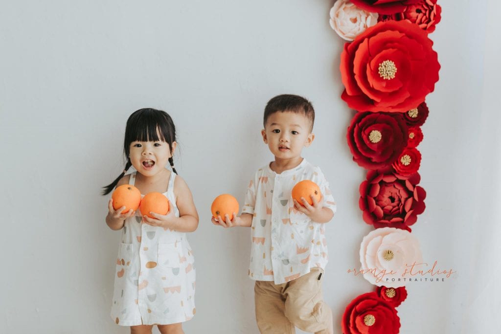 cny themed kids portraits in singapore studio natural light