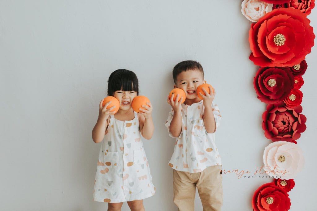 cny themed kids portraits in singapore studio natural light