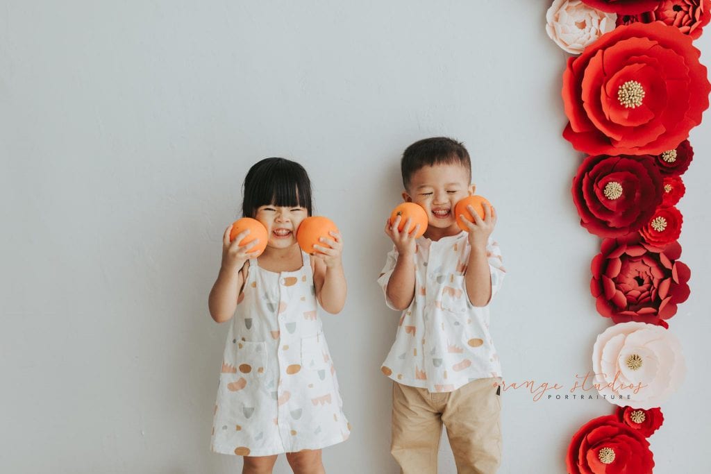 cny themed kids portraits in singapore studio natural light